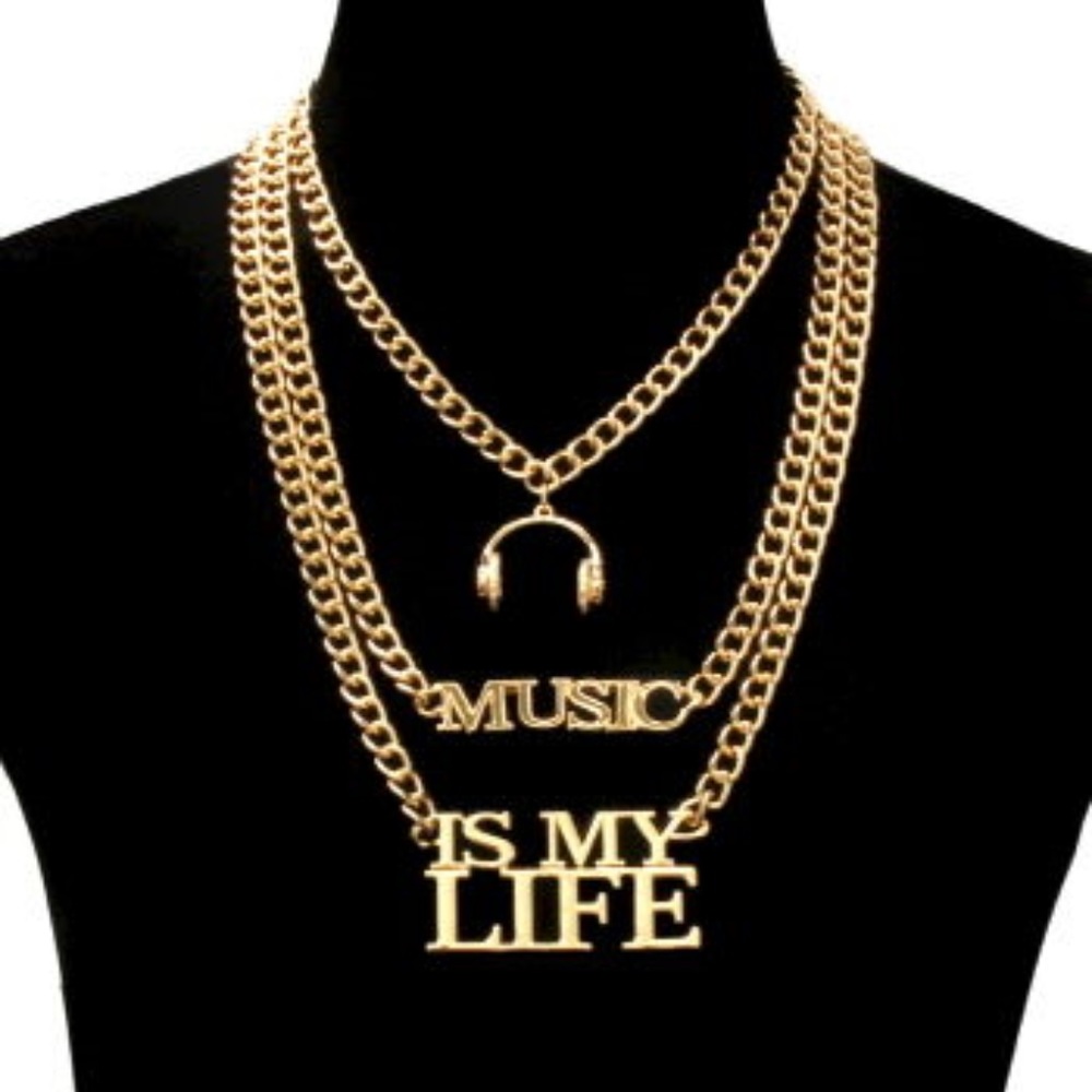 Gold Music Is My Life Necklace